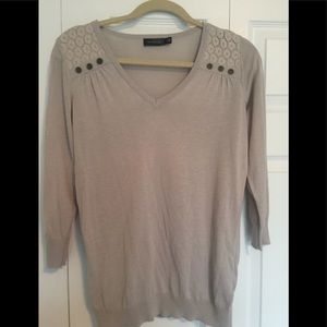 Button and Lace Detail Sweater